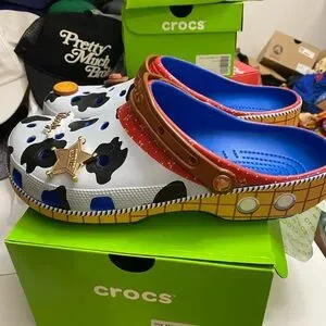 CROCS | Shoes | Crocs Woody Themed Loafers White Black Brown  display picture 2